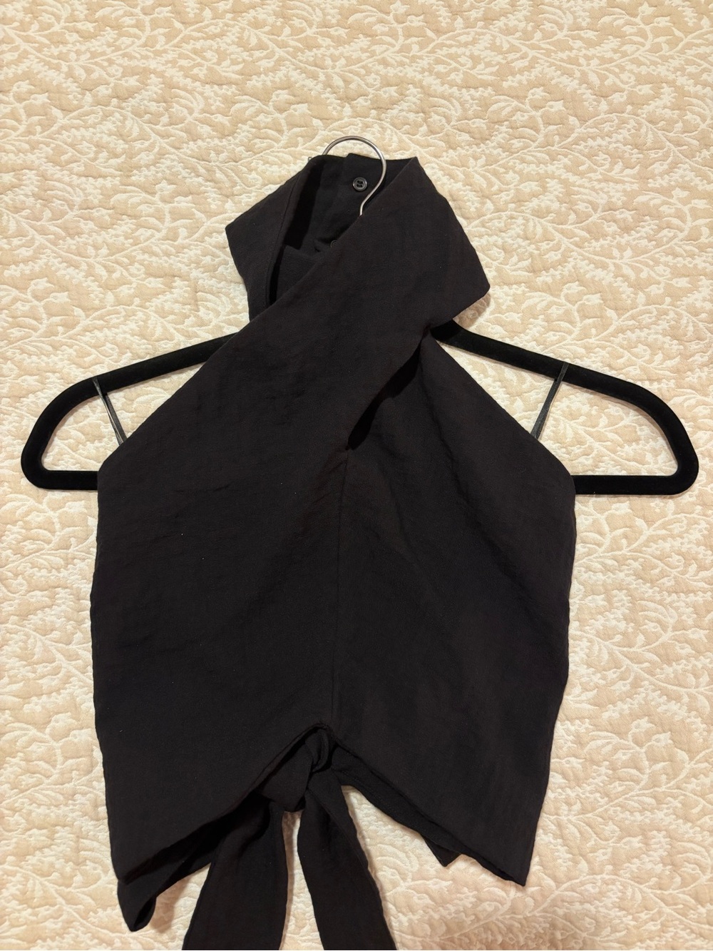 Zara Black Cross-Front Halter Top